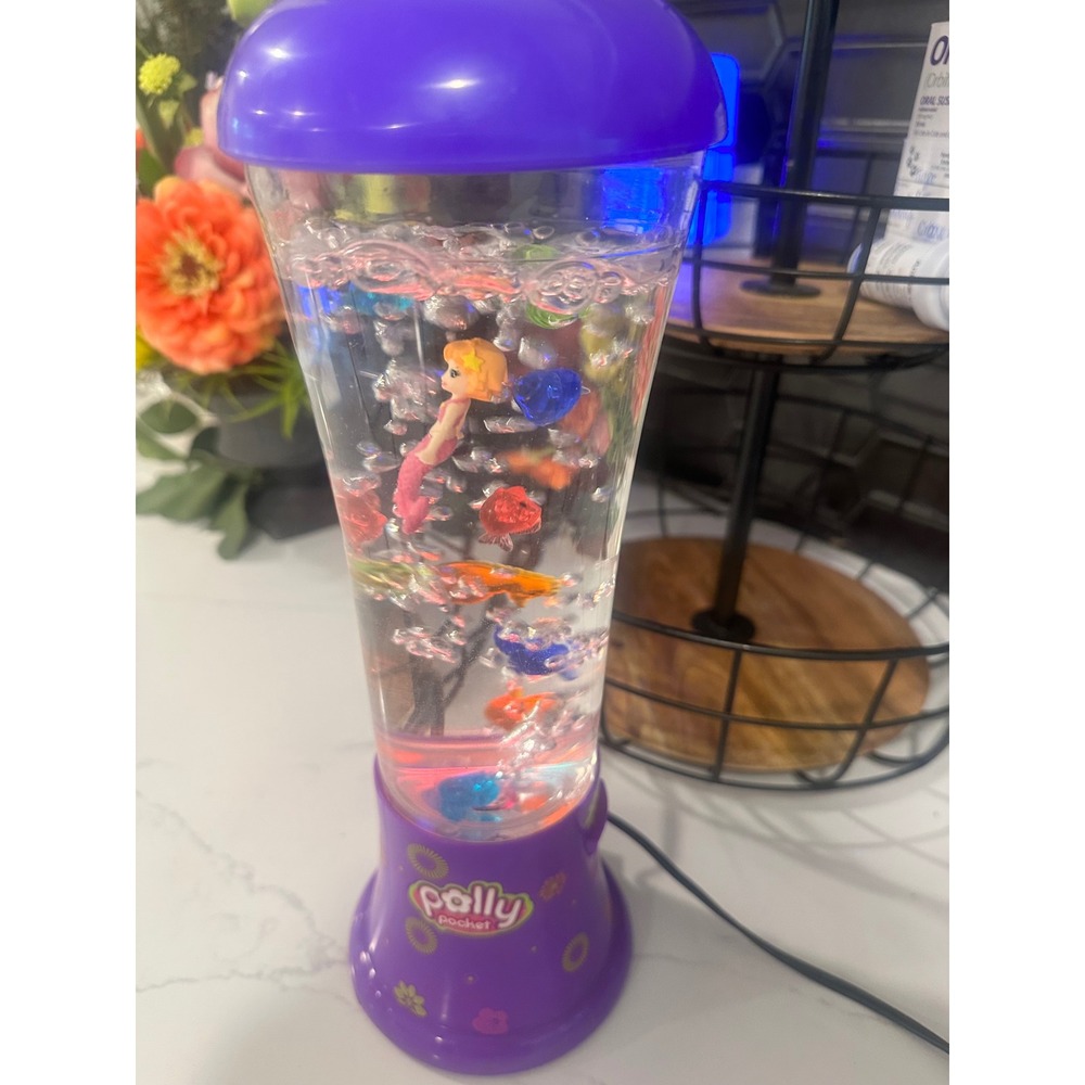 VTG 2005 polly Pocket Mermaid Bubble Lamp Purple Light toy lamp works